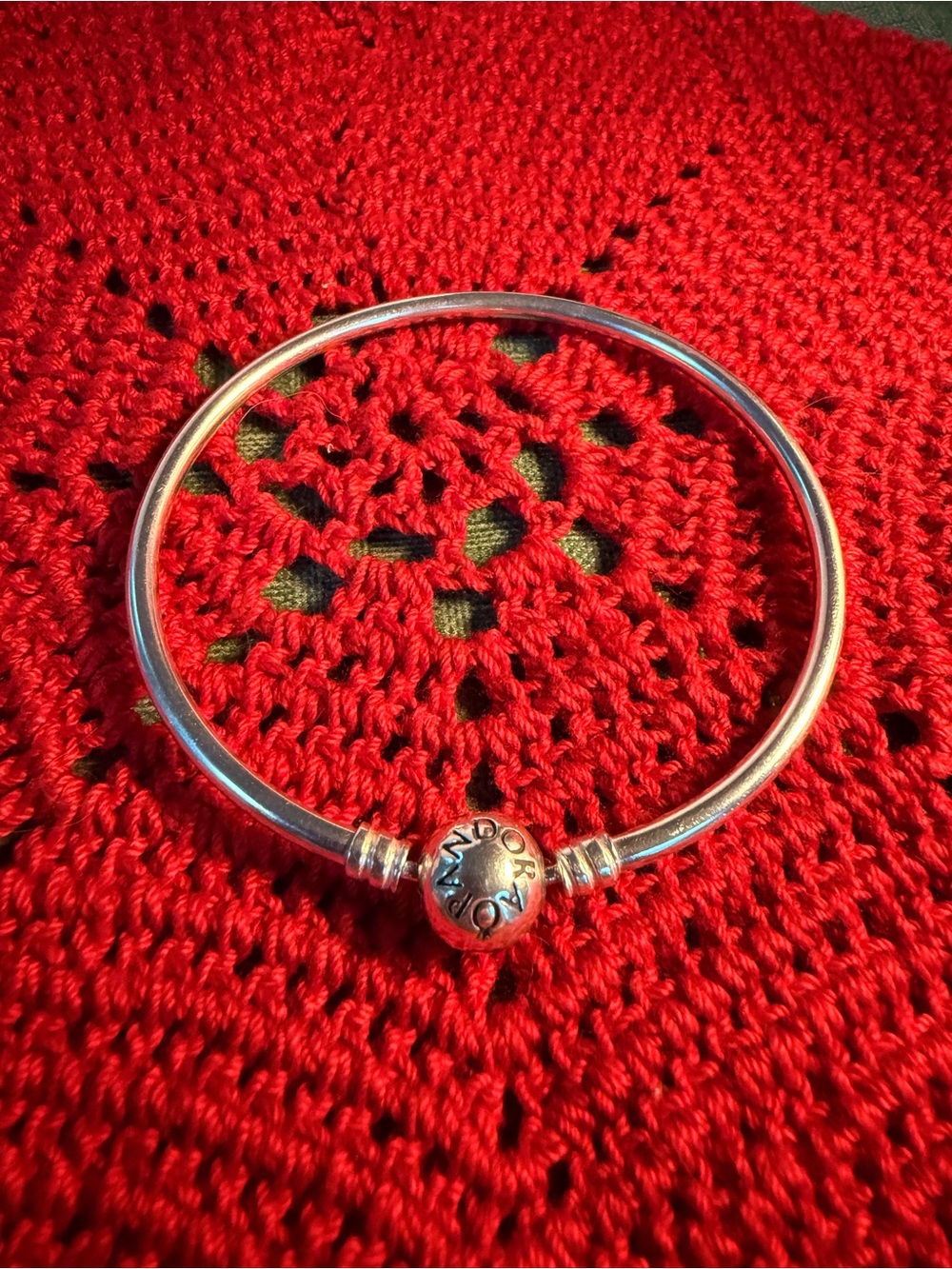Pandora Silver Bangle Bracelet with Logo Clasp